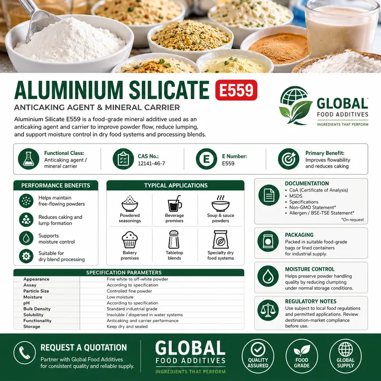 Aluminium Silicate E559 food additive food additive ingredient illustration