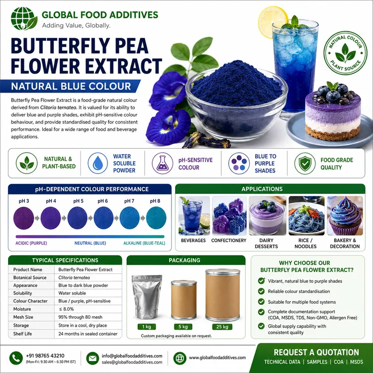 Butterfly Pea Flower Extract natural blue food colour food additive ingredient illustration