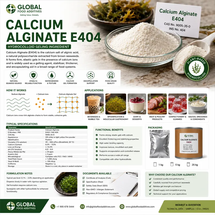 Calcium Alginate hydrocolloid food additive food additive ingredient illustration