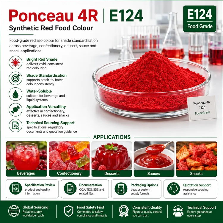 Ponceau 4R E124 synthetic red food colour food additive ingredient illustration