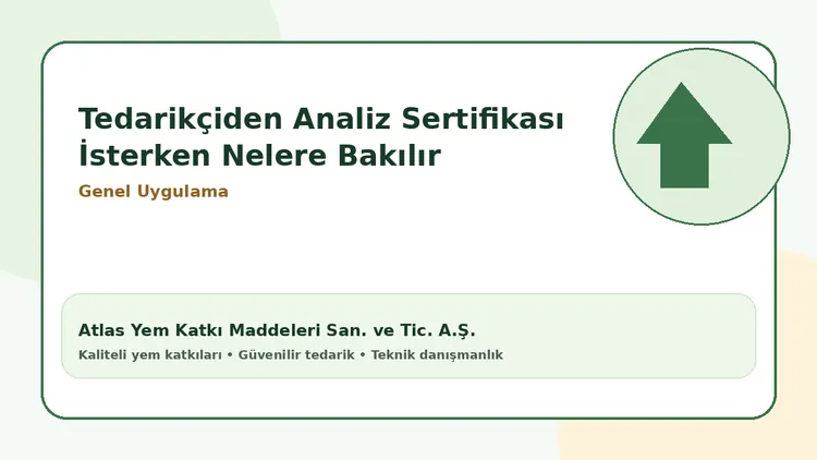 Tedarikçiden Analiz Sertifikası İsterken Nelere Bakılır